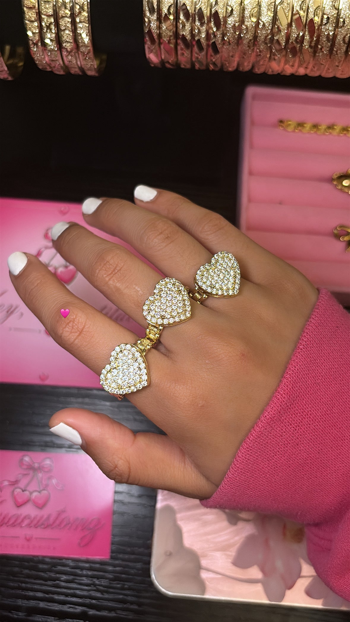 Cz heart bling ring