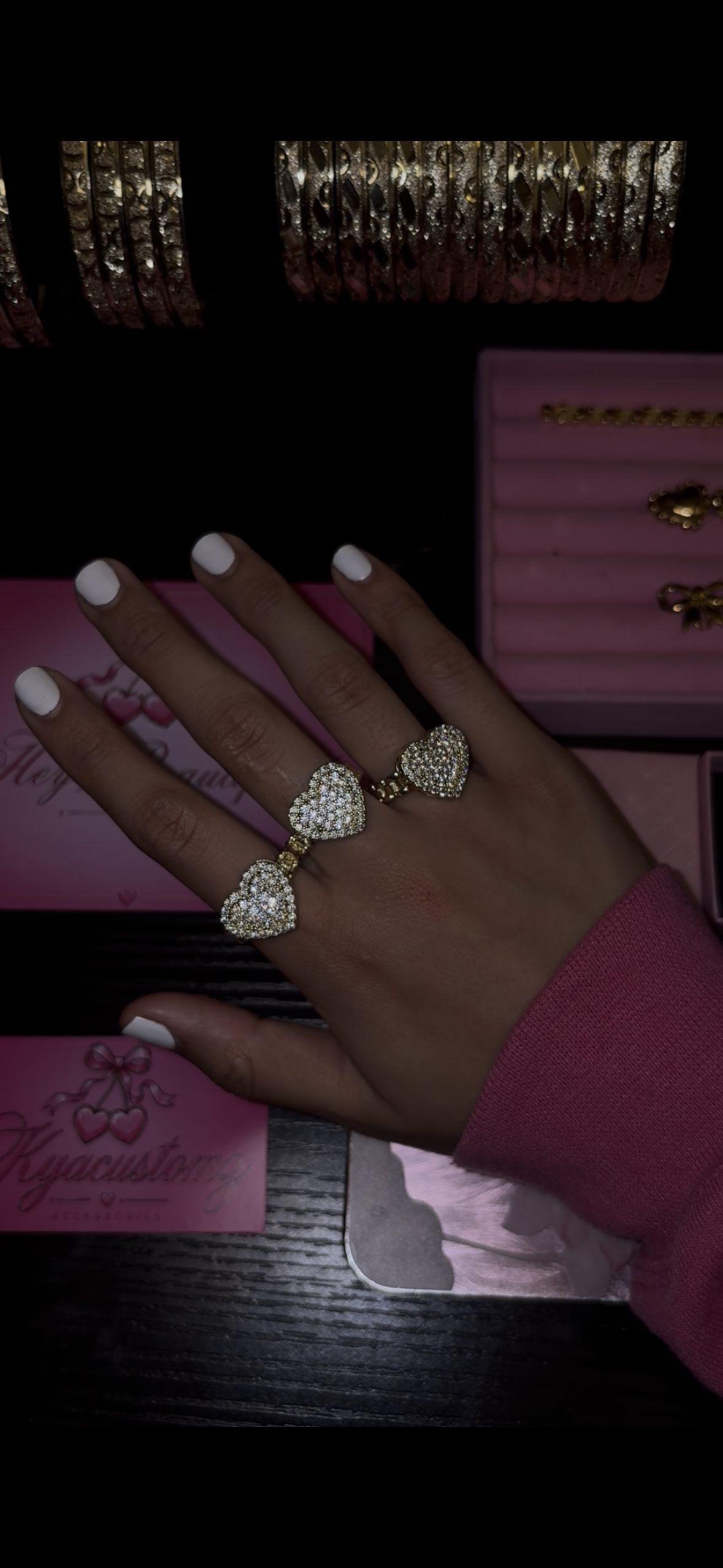 Cz heart bling ring
