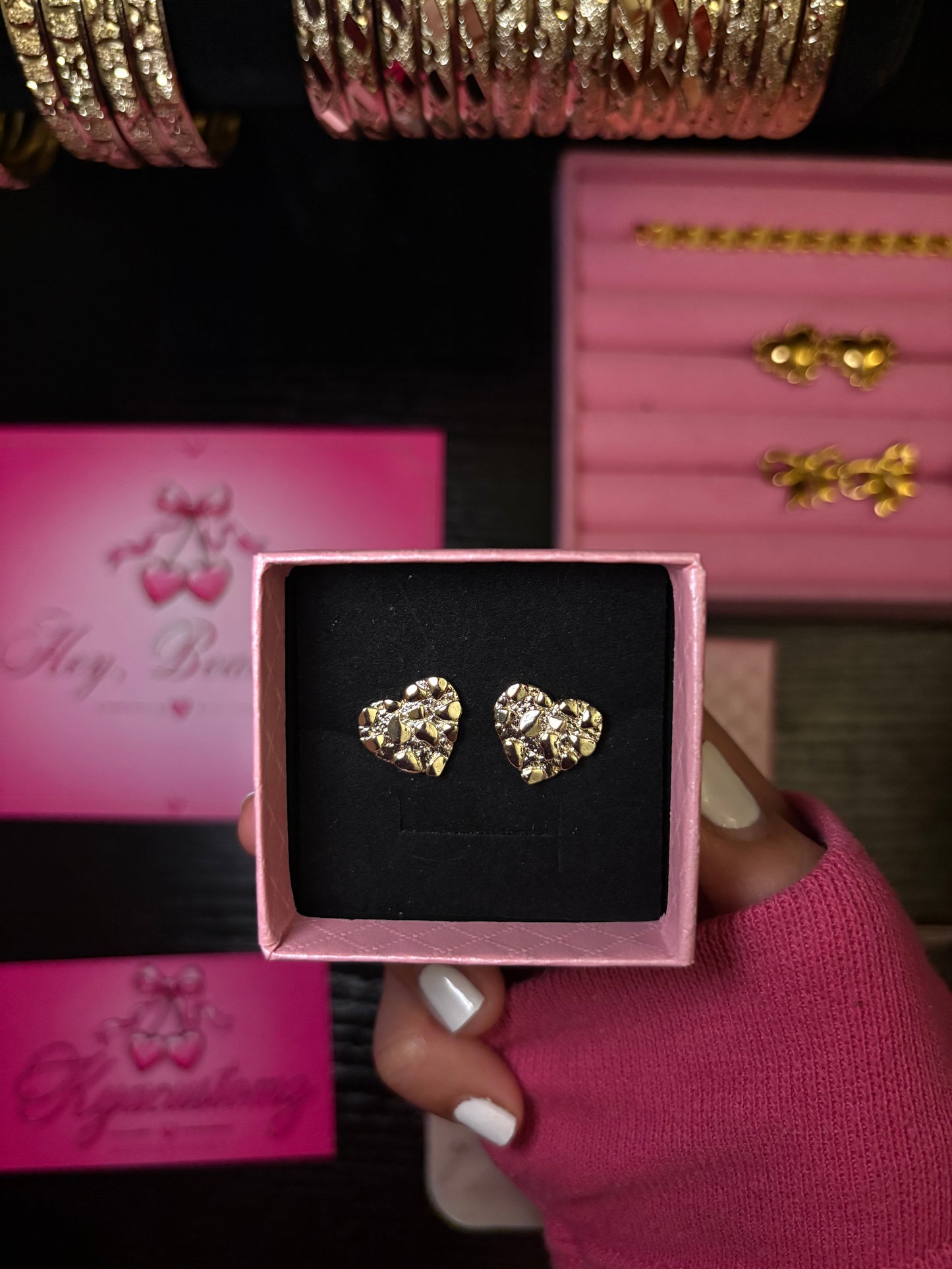Nugget heart earrings
