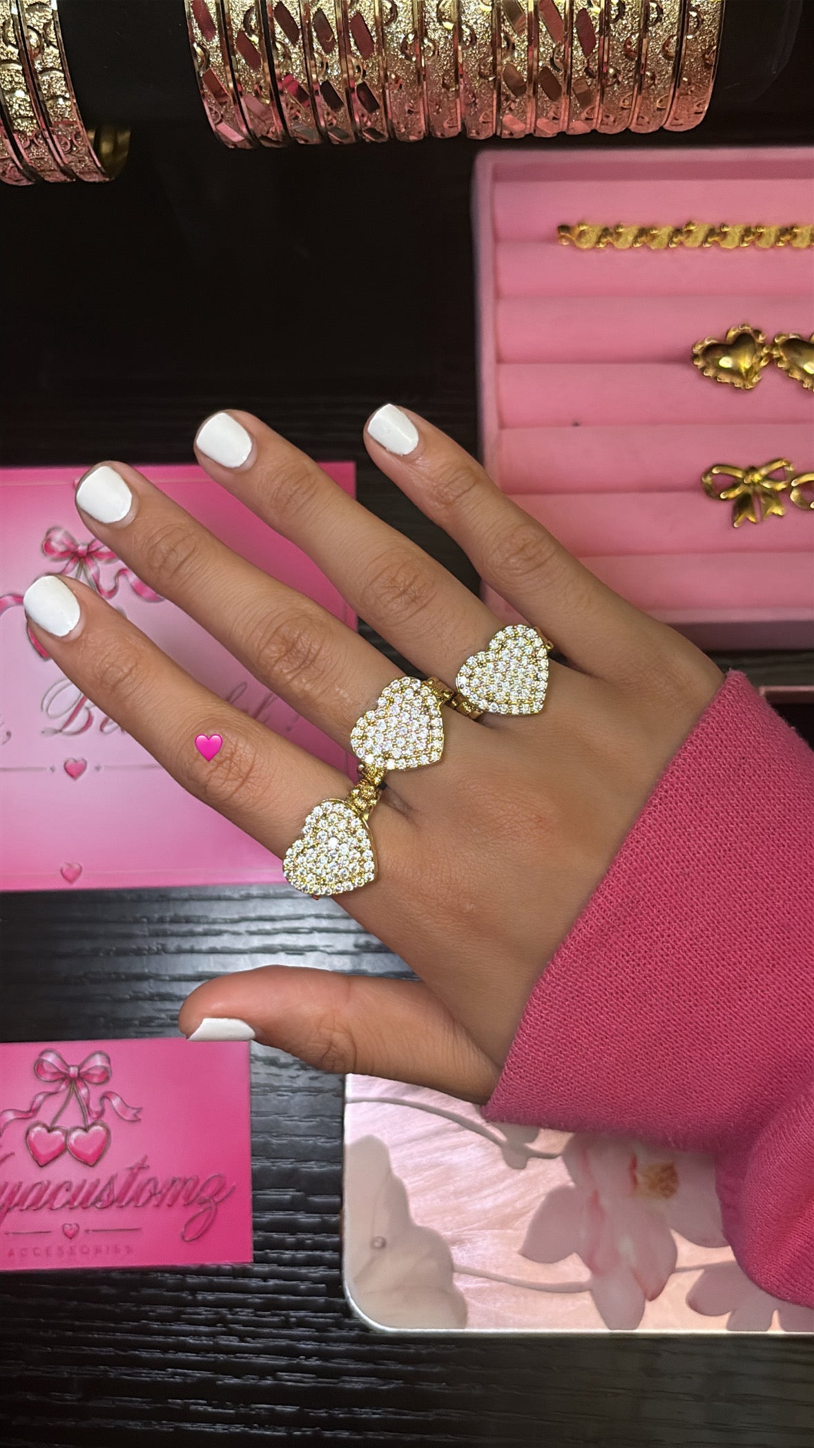 Cz heart bling ring