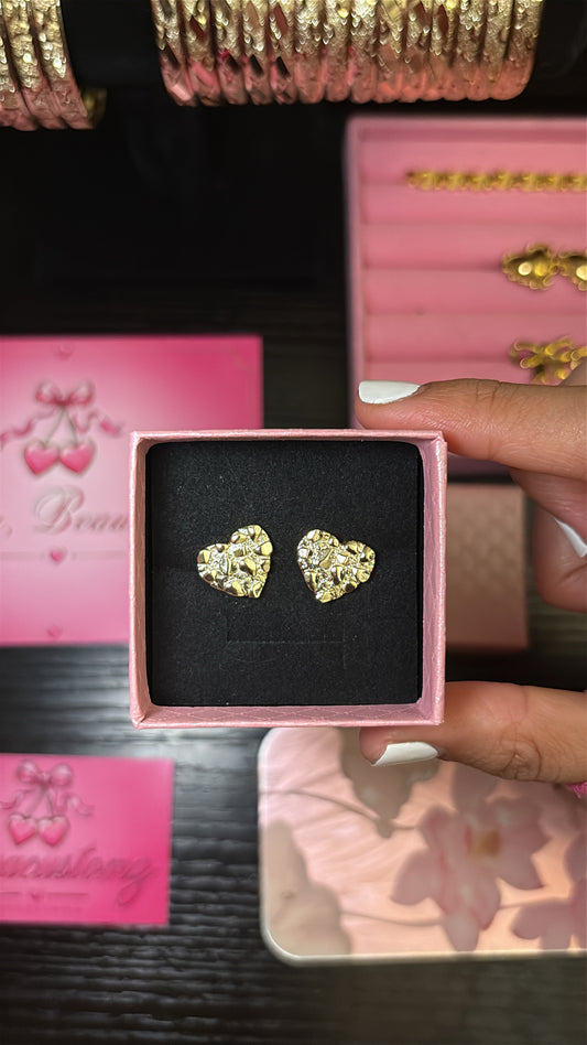 Nugget heart earrings