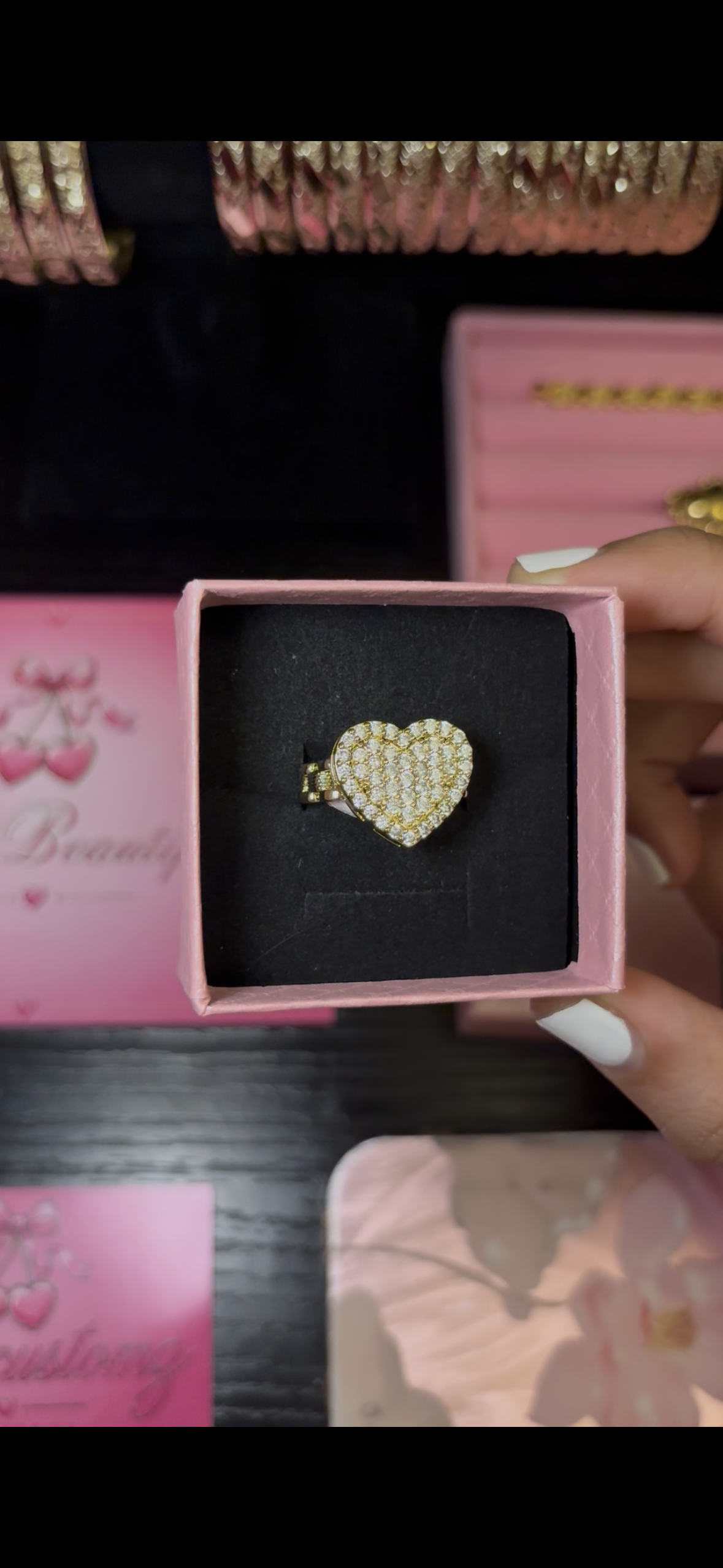 Cz heart bling ring