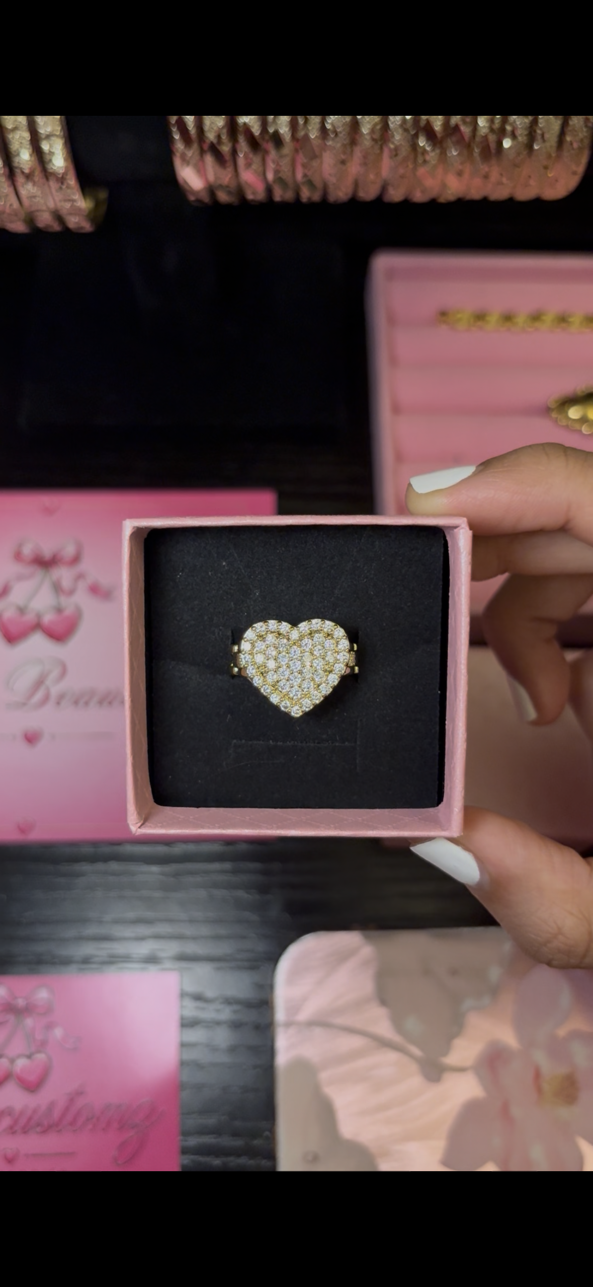 Cz heart bling ring
