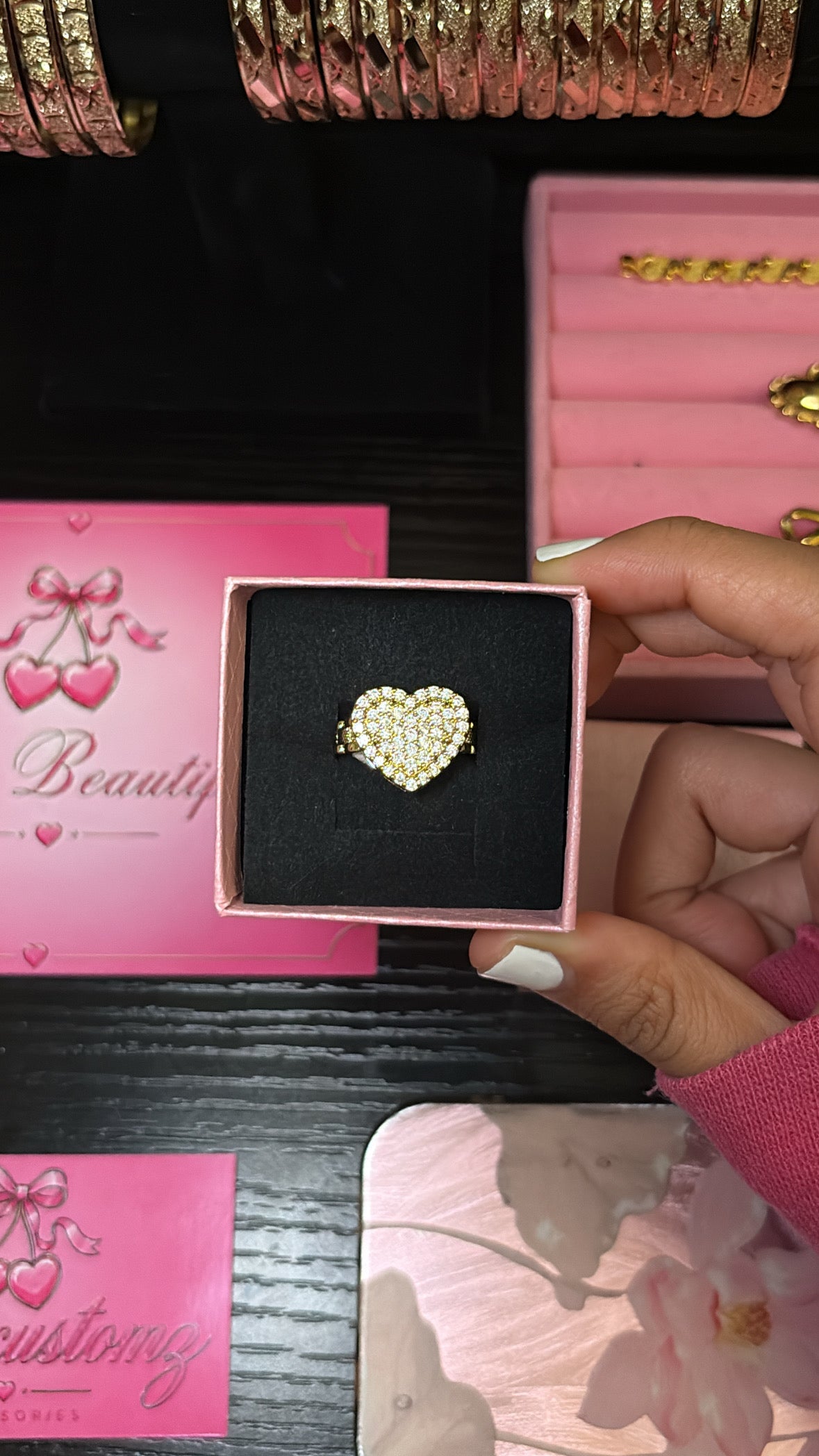Cz heart bling ring